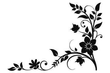 Elegant floral corner ornament silhouettes, perfect for vectors, illustrations, and digital designs.