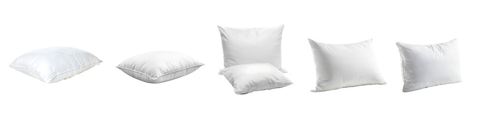 Assorted Soft White Pillows in Various Shapes and Sizes