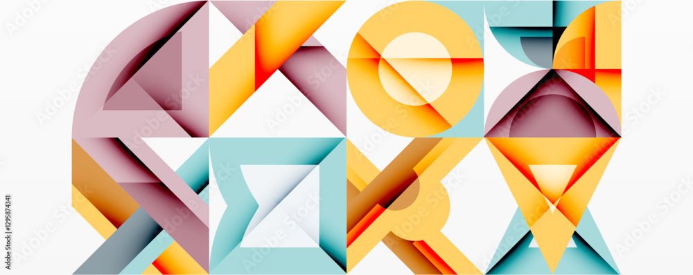 Poster Minimal geometric abstract background. Circle square and triangle design