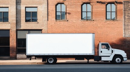 white truck billboard mockup in urban setting