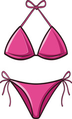 Vibrant Pink Beach Bikini Vector Illustration: Stylish Swimwear Design for Summer Fashion
