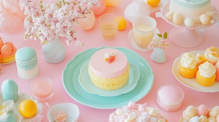Diy pastel-themed sunday brunch crafts and desserts home food photography creative bright atmosphere