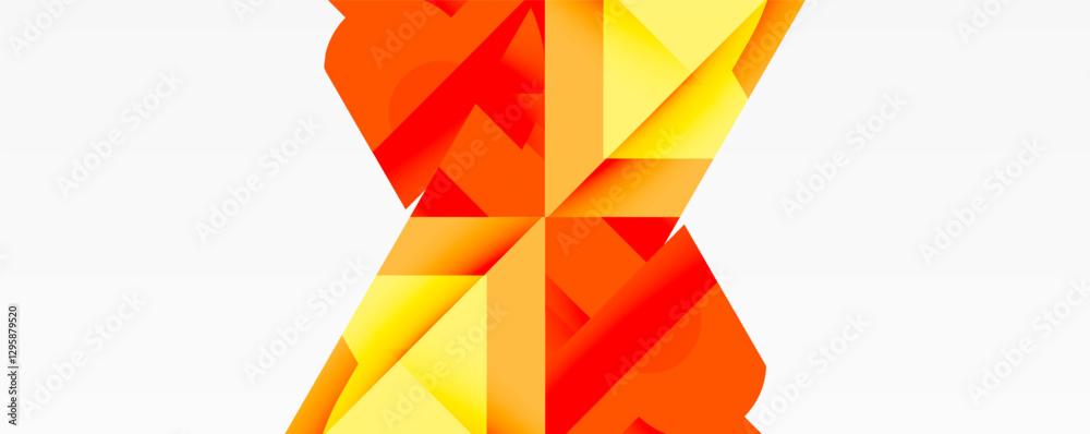 Aufkleber Abstract geometric composition with interlocking circular and angular shapes, featuring smooth gradients and sharp contrasts on a white background