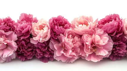 Pink & Purple Flowers Border on White Background