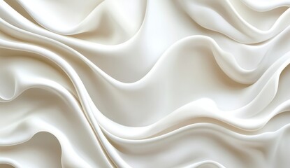 Fototapeta premium Elegant white silk drapes, flowing waves, studio backdrop