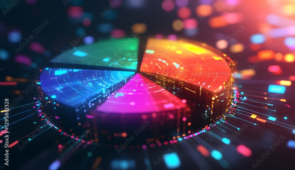 Aufkleber colorful 3d pie chart data visualization
