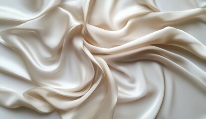 Obraz premium Cream silk fabric draped on plain surface