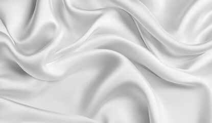 Obraz premium Elegant white satin fabric drapes, studio shot, showcasing luxurious texture