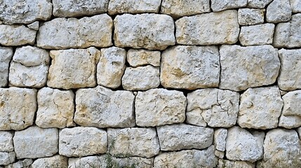 Obraz premium Strong and timeless stone wall featuring intricate patterns and textures surrounded by natural elements outdoors