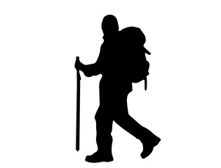 silhouette depicting a man and climbing gear