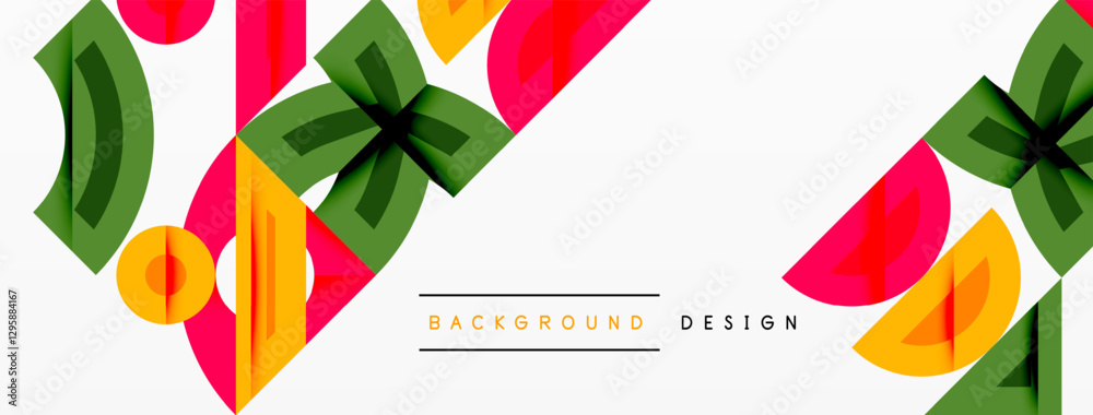 Wall mural abstract geometric background with shapes, featuring circular and rounded elements. bold contrast, s