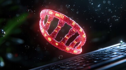 Digital DNA Concept Displayed Over A Computer Keyboard