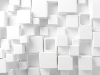 Obraz premium Soft 3D Illustration of White Squares and Rectangles Flowing Together in a Fluid, Wave Like Pattern