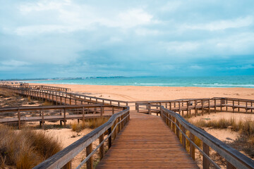 Naklejka premium Ocean Beach in Portugal. A serene coastal perfect for relaxation and exploration.