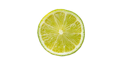 Fresh lime slice showing juicy pulp and rind on transparent background