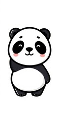 Naklejka premium Cute Panda Icon with Simple Lines for Digital Projects