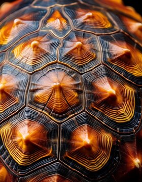 Close-Up of a Sea Turtle&rsquo;s Textured Shell, Showing the Roughness of the Surface and Intricate Patterns