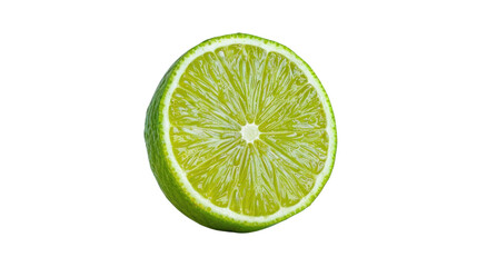 Juicy lime slice hovering on transparent background