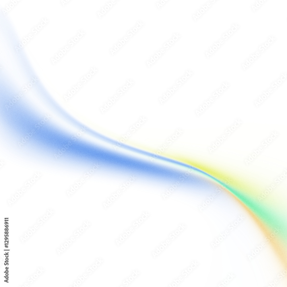 Poster yellow green blue color gradient shape transparent background blurred neon color flowing wave, grain