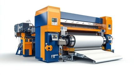 Fototapeta premium High-speed offset printing press in action industrial environment machinery showcase technological advancement