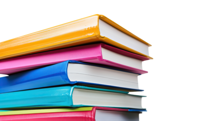 A colorful stack of hardcover books represents a heap of knowledge for education