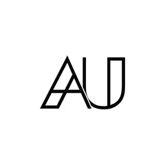 AU monogram logo design letter text name symbol monochrome logotype alphabet character simple logo