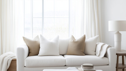 Fototapeta premium 洗練されたミニマルリビングの美学、シンプル＆エレガント：心地よい空間デザイン、自然と調和するインテリアスタイル、モダンミニマリズムの極み、静けさと温もりを感じるリビング、ナチュラル＆オーガニックな暮らし、落ち着いた色彩と心地よい家具の調和、ラグジュアリー×シンプルな洗練空間、快適な空間を演出するインテリア、温かみのあるミニマルデザイン