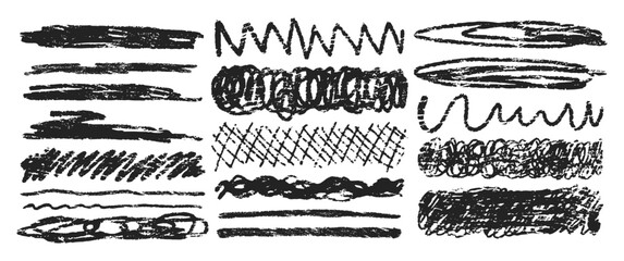 Hand drawn doodle shape set on isolated white background. Underline and highlights. Vector illustration.