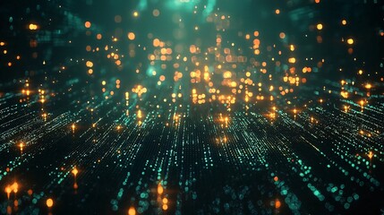 Obraz premium Abstract Digital Background with Glowing Particles and Lights