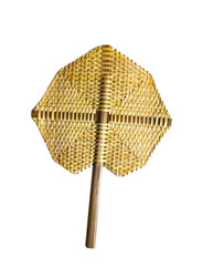 Thai traditional weaving bamboo fan mboo on transparent background,handmade fan,