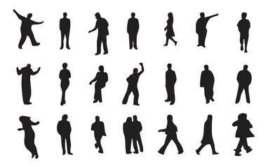 Vector silhouettes. Black flat illustrations isolated on white background