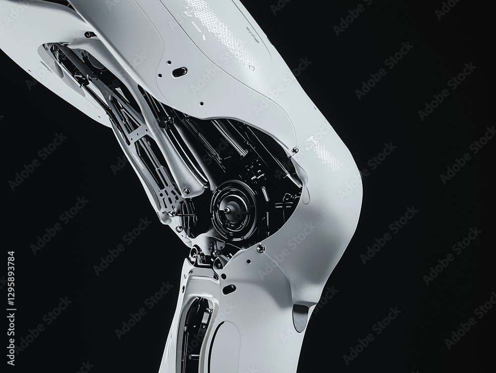 Poster advanced artificial knee joint with sleek metallic finish, showcasing intricate engineering