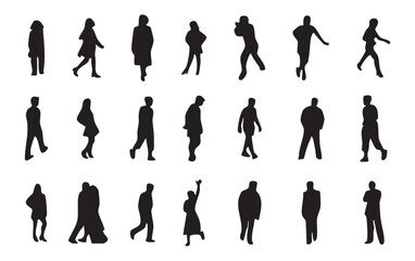 Vector isolated people silhouettes set