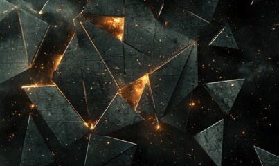 Shattered dark stone surface with glowing cracks, ideal for abstract backgrounds