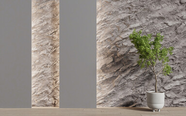 Decorative wall in an empty room. Background. 3d render