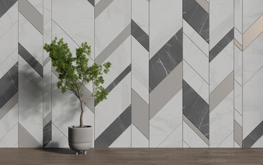Decorative wall in an empty room. Background. 3d render