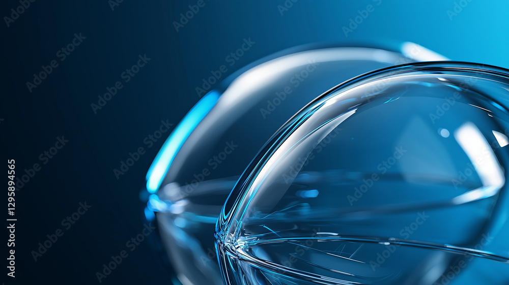 Aufkleber Futuristic abstract design with overlapping translucent spheres on blue background
