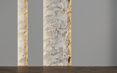 Decorative wall in an empty room. Background. 3d render