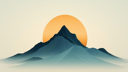 Majestic Mountain Peak at Sunrise: A Serene Low-Polygon Landscape