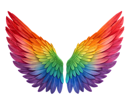 
spread rainbow wings isolated