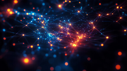 Futuristic Network of Glowing Nodes