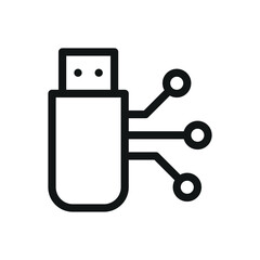 USB technology line icon, usb software system vector symbol with editable stroke