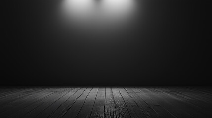 a dark room features a wall with vertical black corrugated metal panels