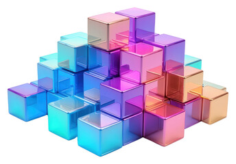 Obraz premium PNG Blocks iridescent toy white background futuristic.