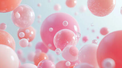 Playful abstract 3D render of colorful bubbles in motion