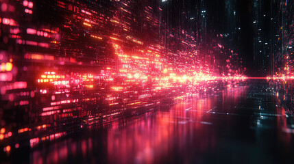 Neon Data Tunnel Cityscape