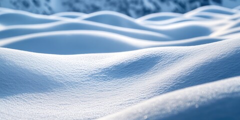 Close-up of crystalline snow with misty blue hues, highlighting the delicate texture and beauty of frozen nature.