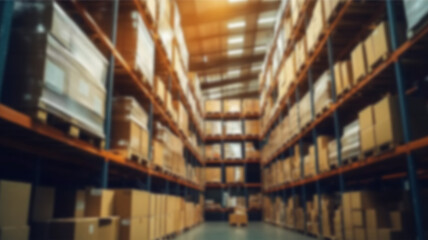 Fototapeta premium Warehouse inventory in defocus blur background style. AI Generated Images