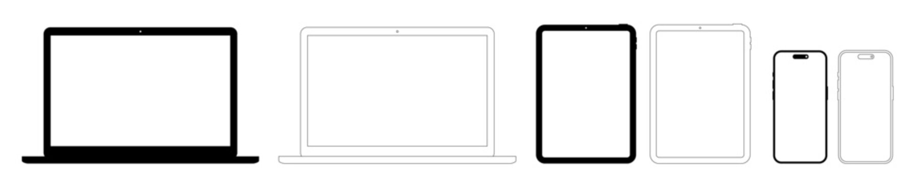 Vector Mockup of Smartphone, Laptop and Tablet, flat design
