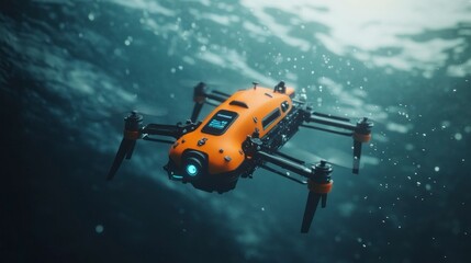 Autonomous underwater search and rescue drone ocean depths high-resolution imaging aquatic environment side view advanced technology